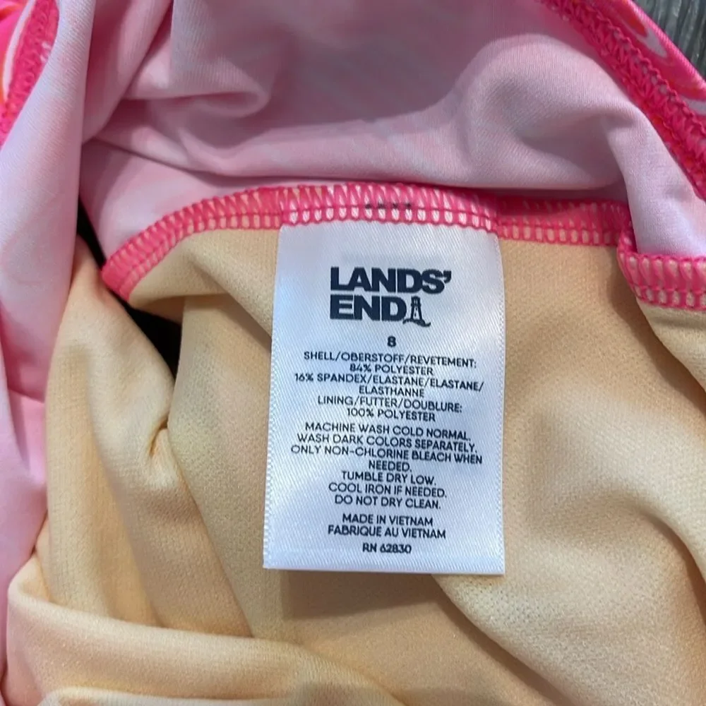 Lands’ End Girls Tie Front Tankini Swimsuit Top Size 8 New